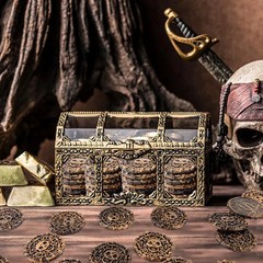 Pirate Coins Gold 10-50pc Plastic Metal 3.8cm Kids Birthday Party Treasure Chest