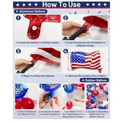 104 PCS Red White and Blue Balloon Garland Arch Kit, 4Th of July Balloon Arch Ki