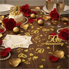 200Pcs 50Th Anniversary Decorations, 50Th Wedding Anniversarys Decorations, Gold