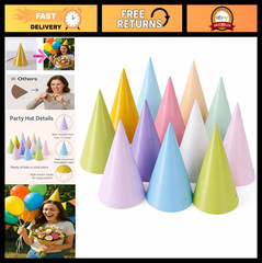 Colorful Pre-Assembled Pastel Party Hats for Kids & Adults – Birthday Celebratio