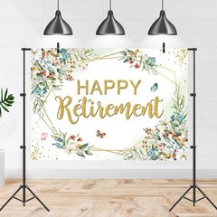Happy Retirement Backdrop 8x6ft – Butterfly Floral Photography Background Party