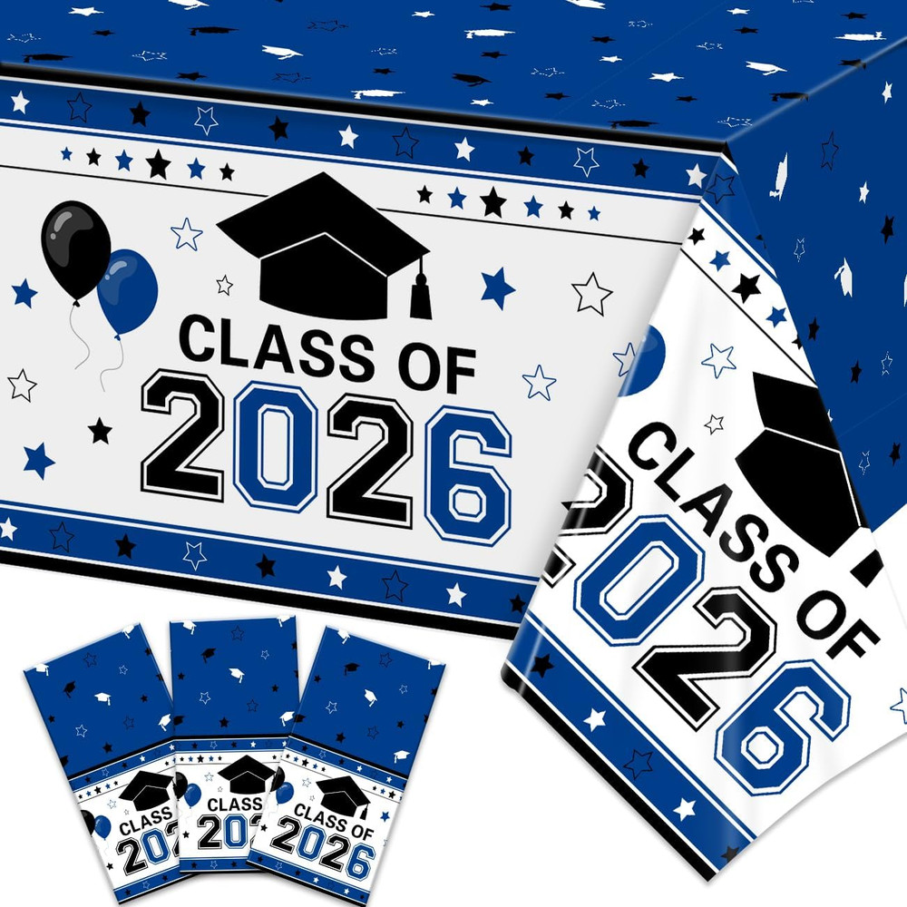 3Pcs 54×108″ Class of 2026 Graduation Table Covers Congrats Grad Party Decor