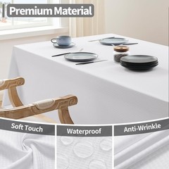 Veblandy 60×144″ Rectangle Tablecloth Weaved Textured Water Resistant Spill Proo