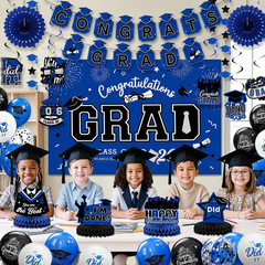 Party Spot！2026 Graduation Party Decorations-Class of 2026 Backdrop,Blue and Bla