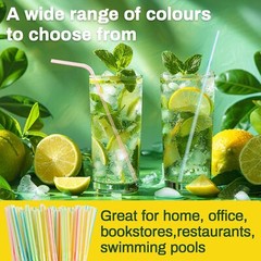 150PCS Disposable Plastic Drinking Straws – Flexible Straws Disposable Long C…
