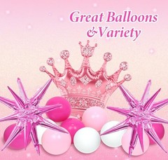 Hot Pink Birthday Decorations for Women with White Hot Pink Light Pink Foil Ball
