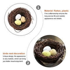 4pcs Rattan Bird Nest and Egg Decoration Prop Artificial Nest for Home Decor