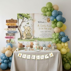 Classic Winnie Baby Shower Balloon Arch Kit Boy with Vintage Bear Baby theme …