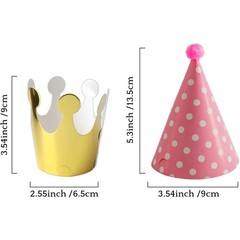 DIY Birthday Party Hats Mini Cone Crown Set with Pom Poms Small Paper Caps