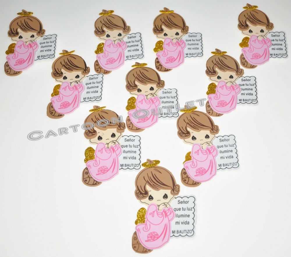 10 pc PINK FOAM ANGELS BAPTISM DECORATION CENTERPIECE RECUERDOS BAUTIZO LETTERS