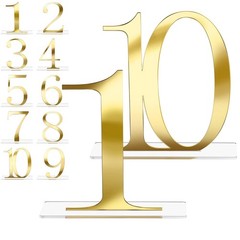 10 PCS Gold Acrylic Mirror Wedding Table Numbers 110 Signs Event Decor