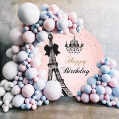 AWERT Polyester Diameter 7.5ft Eiffel Tower Round Backdrop Decoration Pros
