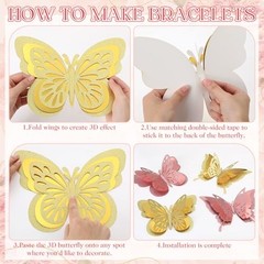 AmazingSpark 24 Pcs Butterfly Decorations Large Butterflies 3D Rose Gold