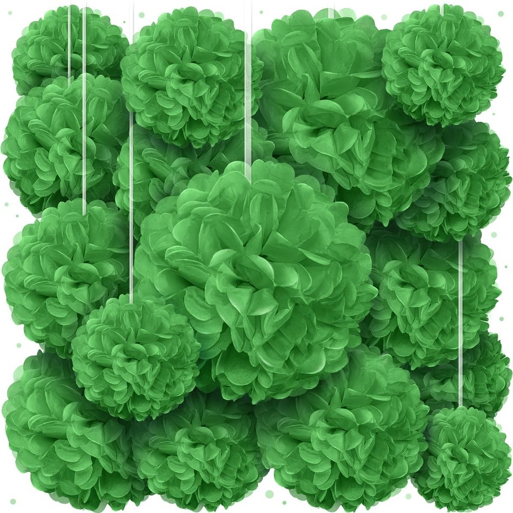 Green Tissue Pom Poms – Green Party Decorations for Birthdays, Weddings, Baby…