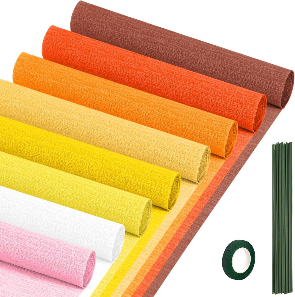 Crepe Paper Streamers 8 Rolls, 10 X 98Inch 8 Pumpkin Colors Crepe Paper Sheets f