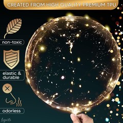 10 Pcs Balloons Light Up Balloons – Clear 18″ Reusable Balloon with Gold Stri…