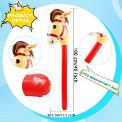 12 Pack Inflatable Stick Horse Bulk Colorful Inflatable Horsehead Stick Ballo…