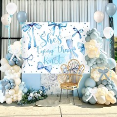 She’s Tying The Knot Backdrop Blue Tie The Knot Bridal Shower Decorations Blu…