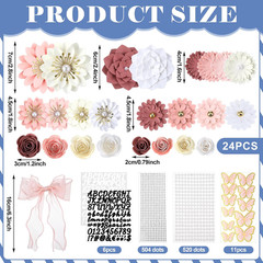 MotiMind 46 Pcs DIY Graduation Cap Decorations Kit Included Paper Flowers, 3D Bu