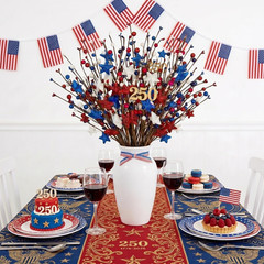 6 Pack Patriotic Berry Stem Picks Glitter Stars Red White Blue 4th July Vase DIY