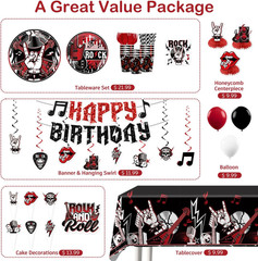 Rock and Roll Party Decorations, 207 PCS Rock N Roll Party Decorations Set with
