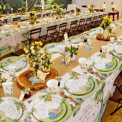 300Pcs Classic Winnie Bear Baby Shower Decorations Plates Set for 50 Guests, Vin
