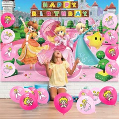 Princess Peach Toadstool Party Supplies Birthday Set Plates Balloons Banner