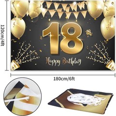 Vibrant 6x4ft Polyester Happy 18th Birthday Backdrop Supplies for Parties