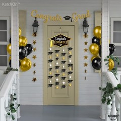 Black and Gold Graduation Cap Garland – Pack Of 2, No DIY | Congrats Grad Garlan