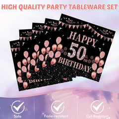 41Pcs 50Th Birthday Decorations for Women,Rose Gold Black 1976 Party Supplies Ki