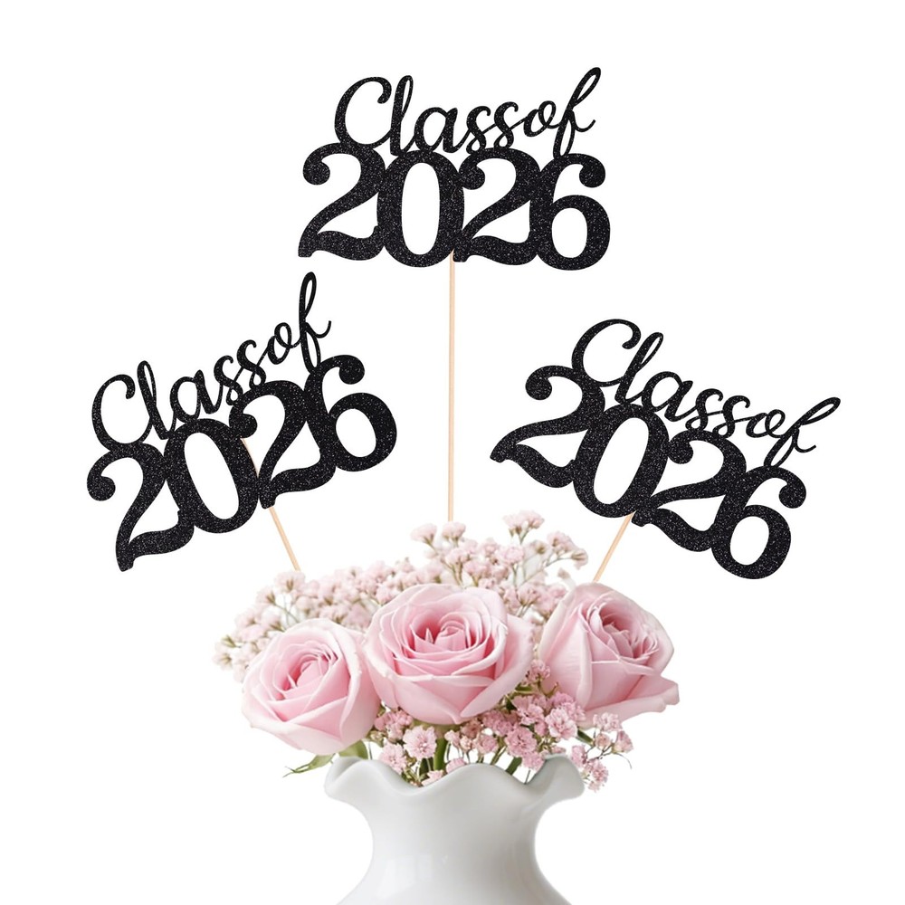 Class of 2026 Graduation Table Centerpieces Black Gold Party Decorations