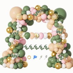 166Pcs Sage Green Blush Peach White Gold Balloon Garland Arch Kit