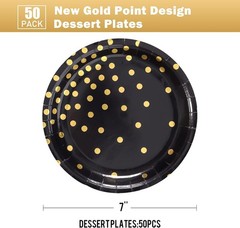 Chic Black and Gold Disposable Dessert Plates – 50 Count for Birthdays & Events