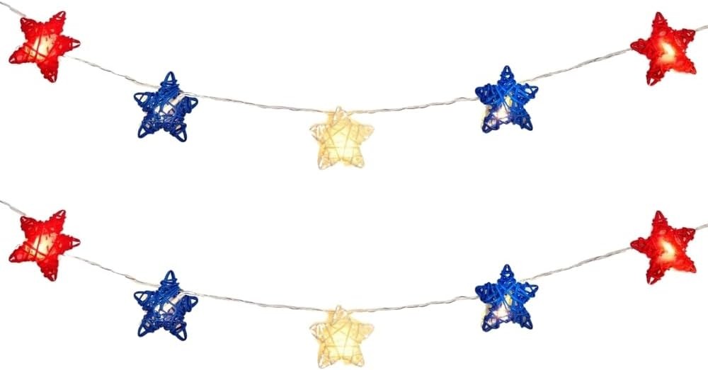 Patriotic July 4th Holiday USA Theme Party Hanging Decoration Star String Lights