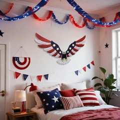 Heavy-Duty Lighted American Eagle Wall Art for 4th of July Outdoor Festivities
