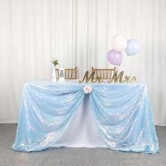 ShiDianYi Aqua Sequin Tablecloth 60×102 Inch Iridescent Rectangle Glitter