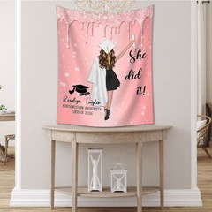 Personalized Graduation Party Tapestry Backdrop High School Class of 2024 Decor