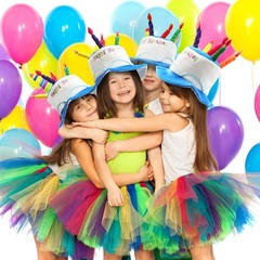 Colorful Cake Party Hat for Adults, Soft Plush Birthday Hat with Tilted Candles