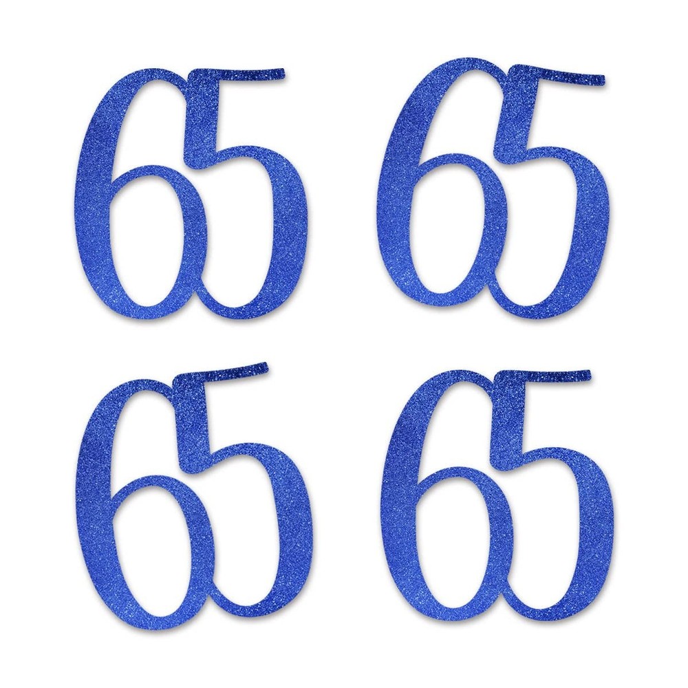 Blue Glitter 65 CutOut Numbers 65th Birthday Party Anniversary DIY Decor