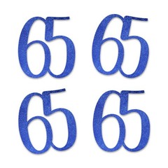 Blue Glitter 65 CutOut Numbers 65th Birthday Party Anniversary DIY Decor