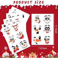 LOMIMOS Snowman Faces Stickers,42 Pcs Cute Face Decals Christmas Red