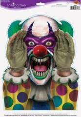SCARY CLOWN PEEPER Window Mirror Cling Sticker Spooky Carnival Party Decoration