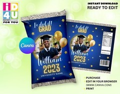 Graduation Class of 2023 Chip Bag with Editable Picture, Graduation Chip Bag