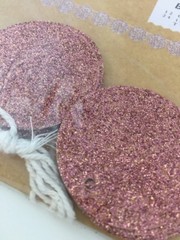 Mini 24″ Party Banner Decor Craft Scrapbook Rose Gold Pink Glitter Circles 6 Pks