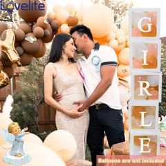 Baby Boxes with Letters 5 Transparent Baby Shower Balloon Boxes with 78 Letters