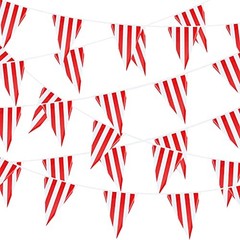 5 Sets 160 ft 100 Pieces Carnival Circus Bunting Banner Red and White Striped