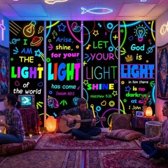 4 Pack VBS Bible Verse Banner Set Welcome to Decor 24×73 Inch Neon Light Chri…