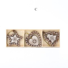 6X Christmas Tree Hanging Pendant Hollowed Wood Crafts Festive Xmas Decoration