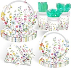 Wildflower Floral Disposable Tableware (Plates, Cups, Napkins, Utensils)