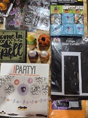 Bulk Halloween Decorations Set of 34 Pc , Decorating Kit, Wood Display, Spiders.
